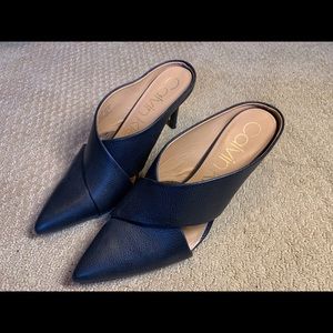 Calvin Klein “Gihana” Black leather mules